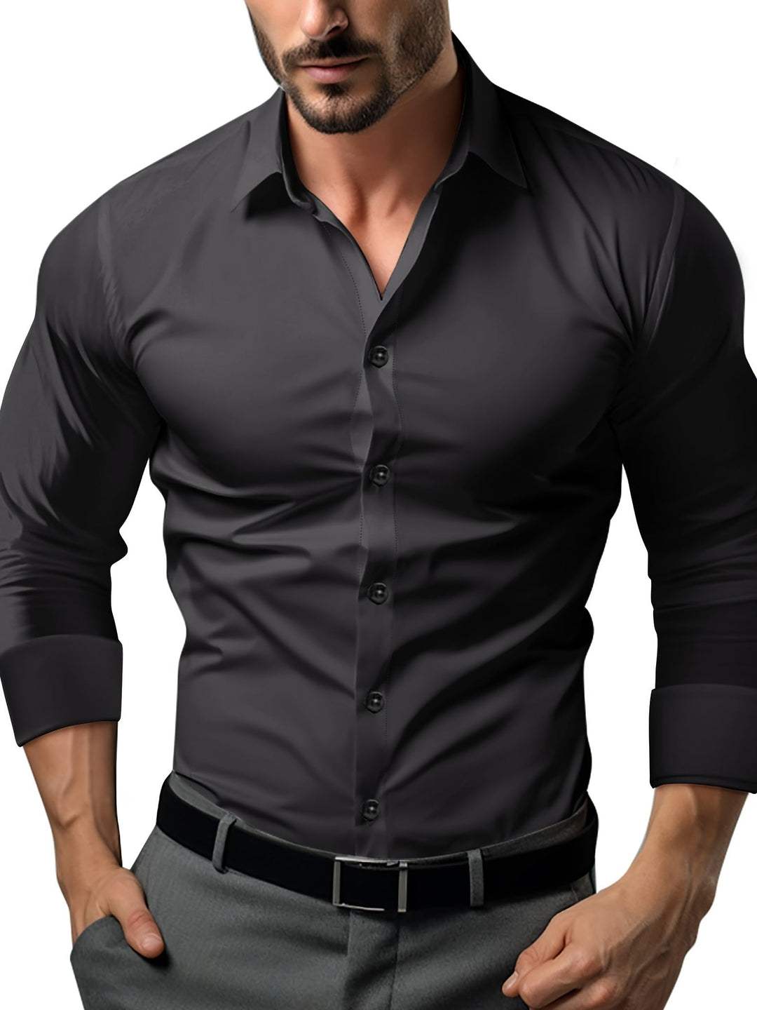 MELRIC | Men's Slim-Fit Shirt in Solid Color