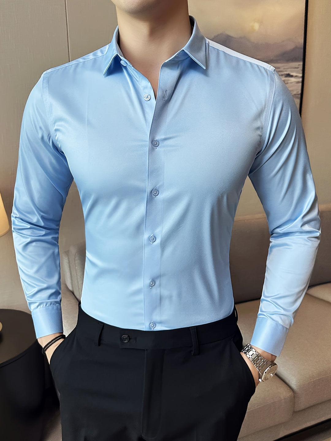 LENRIX | Classic Solid Long-Sleeve Shirt