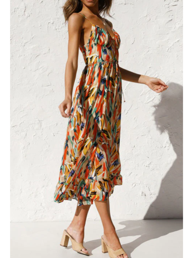 Odessa | Playful Color Midi Dress