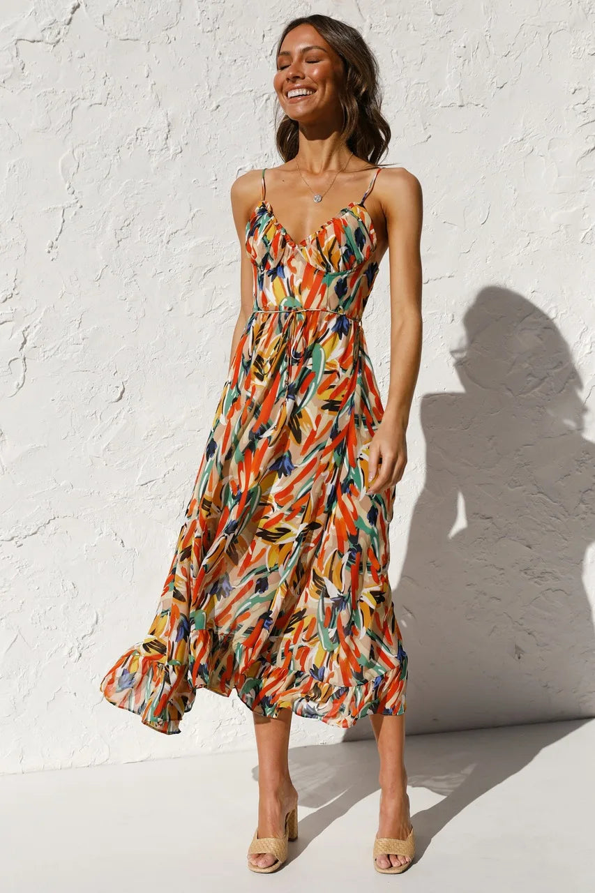 Odessa | Playful Color Midi Dress