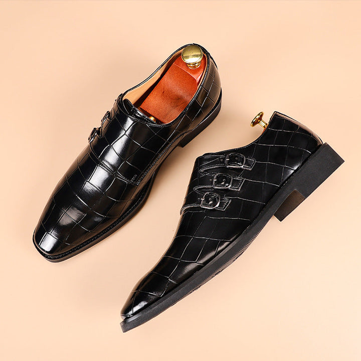 Caden | Premium Crocodile Leather Dress Shoes with Triple Buckles