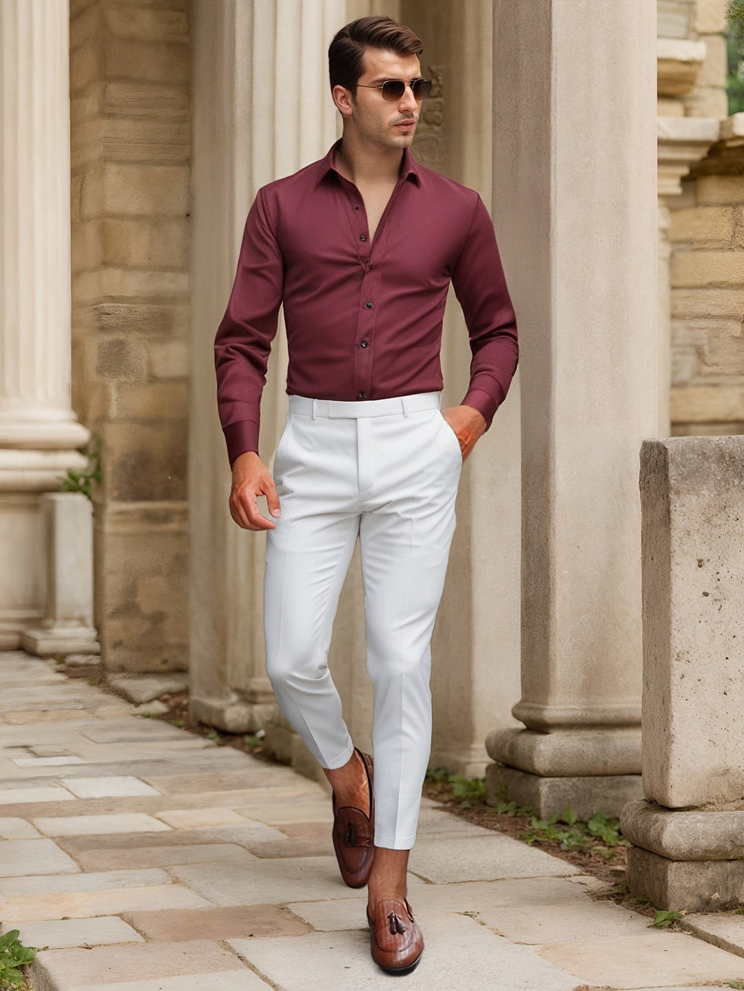 EMBRE | Slim-Fit Stretch Shirt in Solid Color