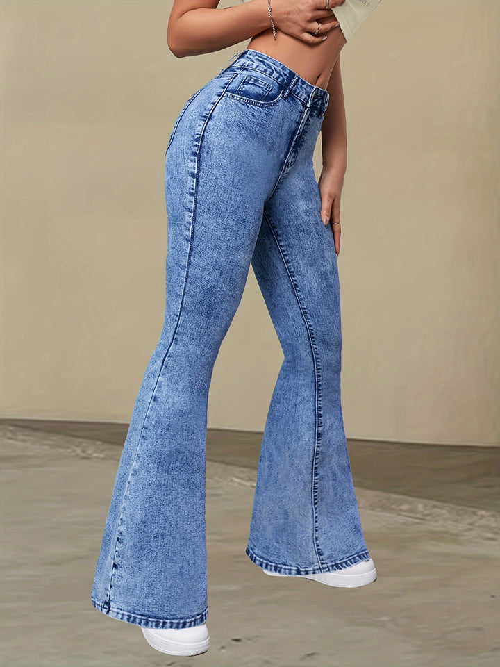 NIVESSA | Elegant High-Waist Stretch Denim Flare Jeans