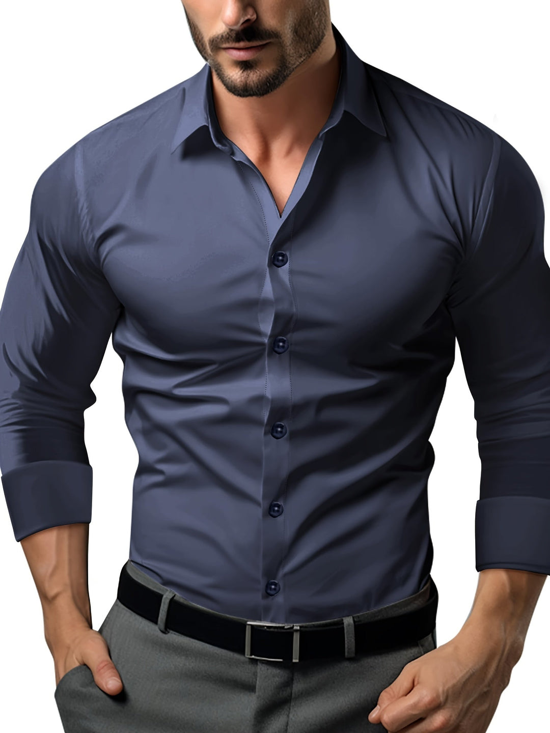 MELRIC | Men's Slim-Fit Shirt in Solid Color