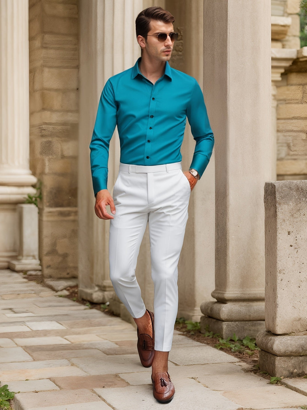 EMBRE | Slim-Fit Stretch Shirt in Solid Color