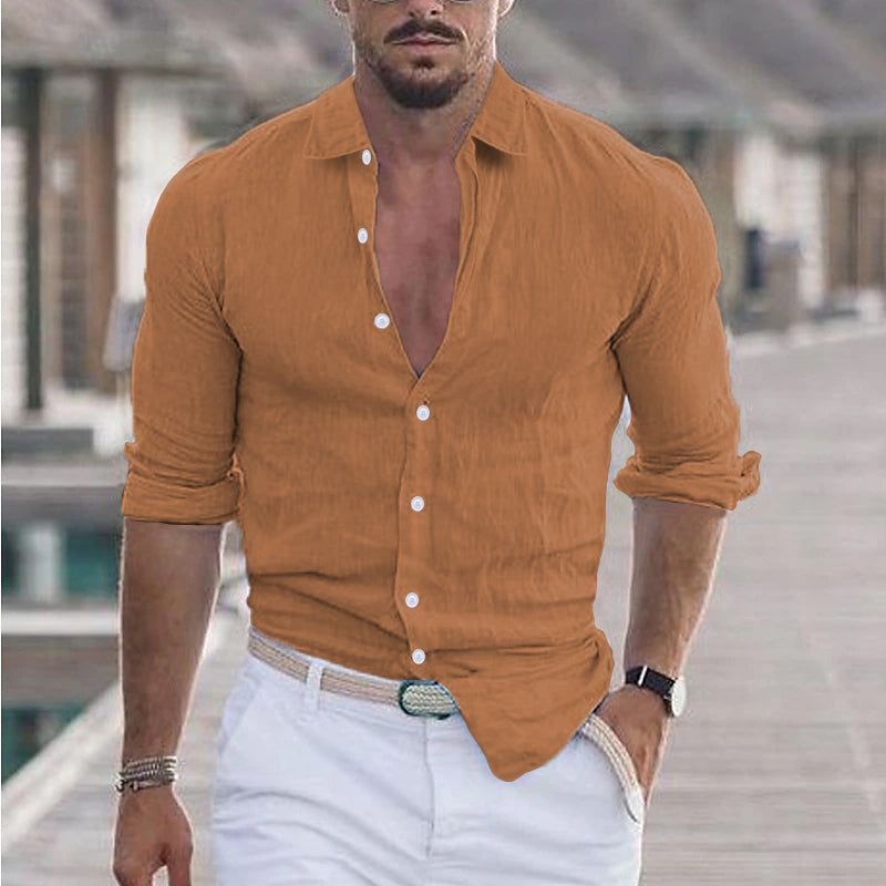 ARVEN | Stylish Linen-Look Shirt with Mao Collar