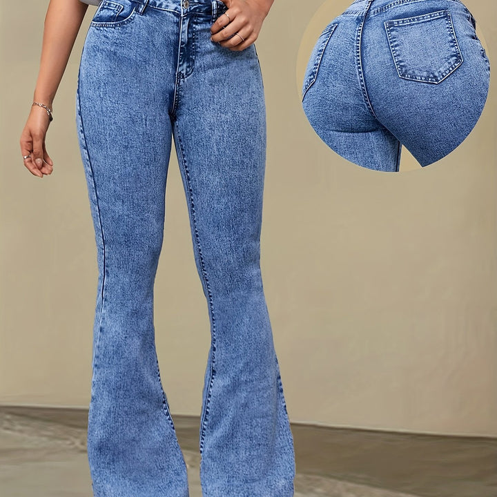 NIVESSA | Elegant High-Waist Stretch Denim Flare Jeans