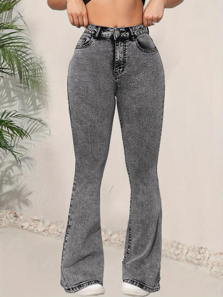 FELARA | Gray Jeans with High Waist and Flared Legs