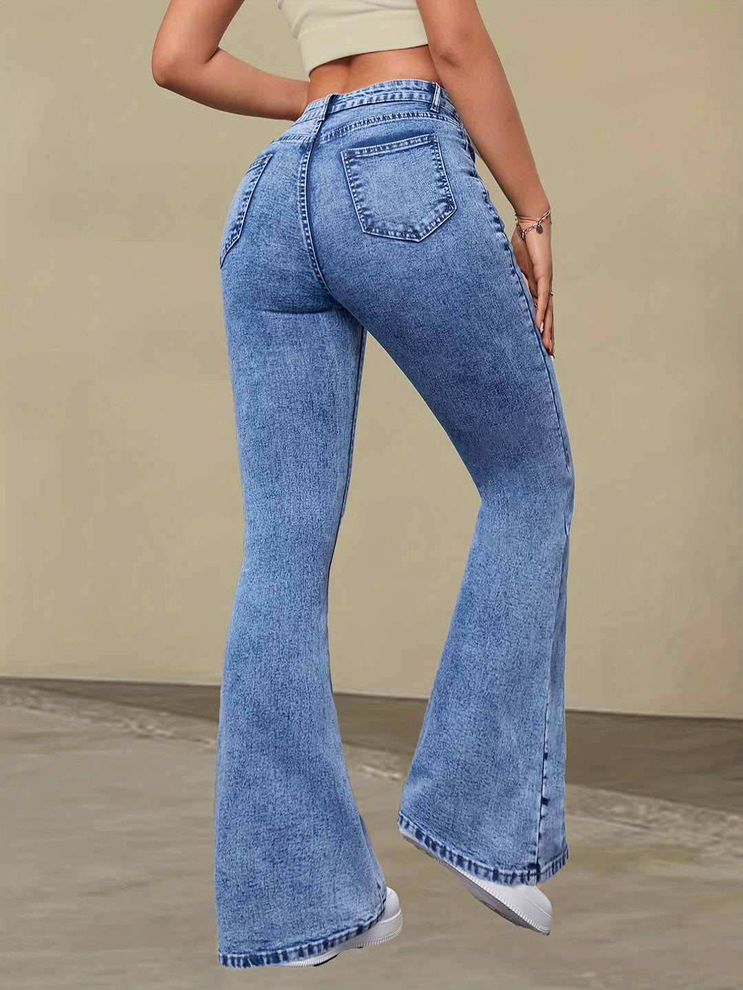 NIVESSA | Elegant High-Waist Stretch Denim Flare Jeans