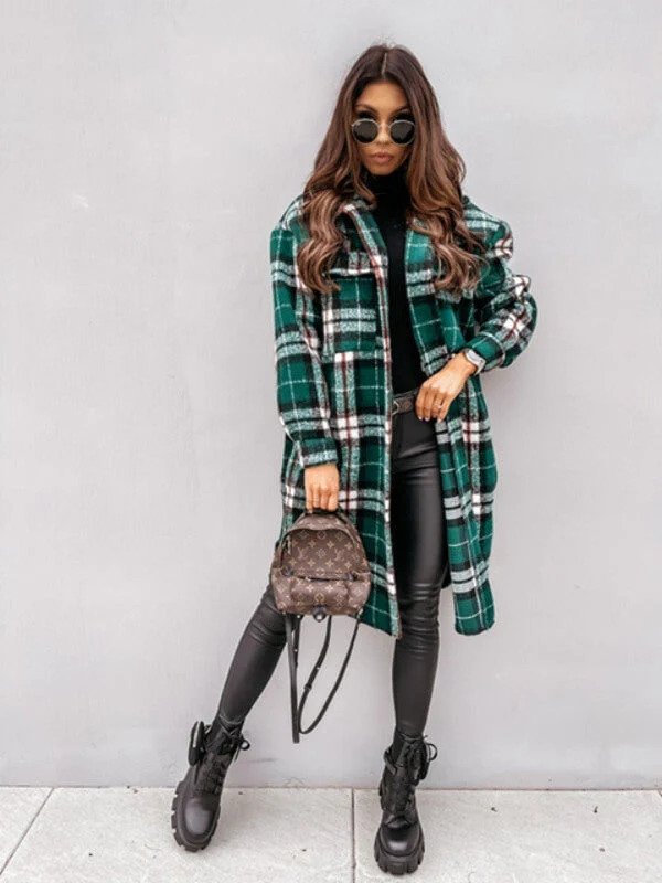 Scarlett | Stylish Checkered Long Coat