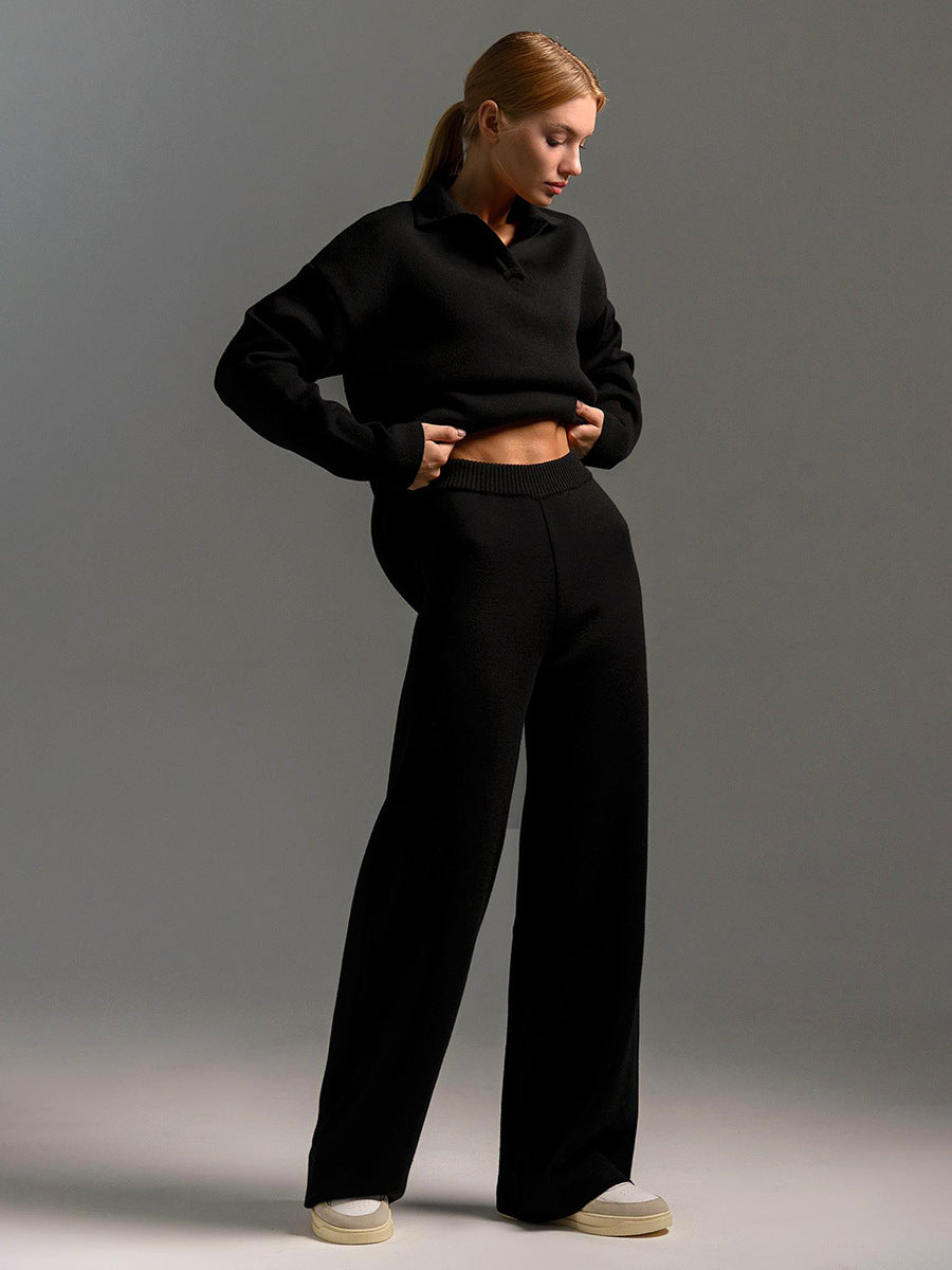 ADELORA | Long-Sleeve Polo Shirt and Pants Set