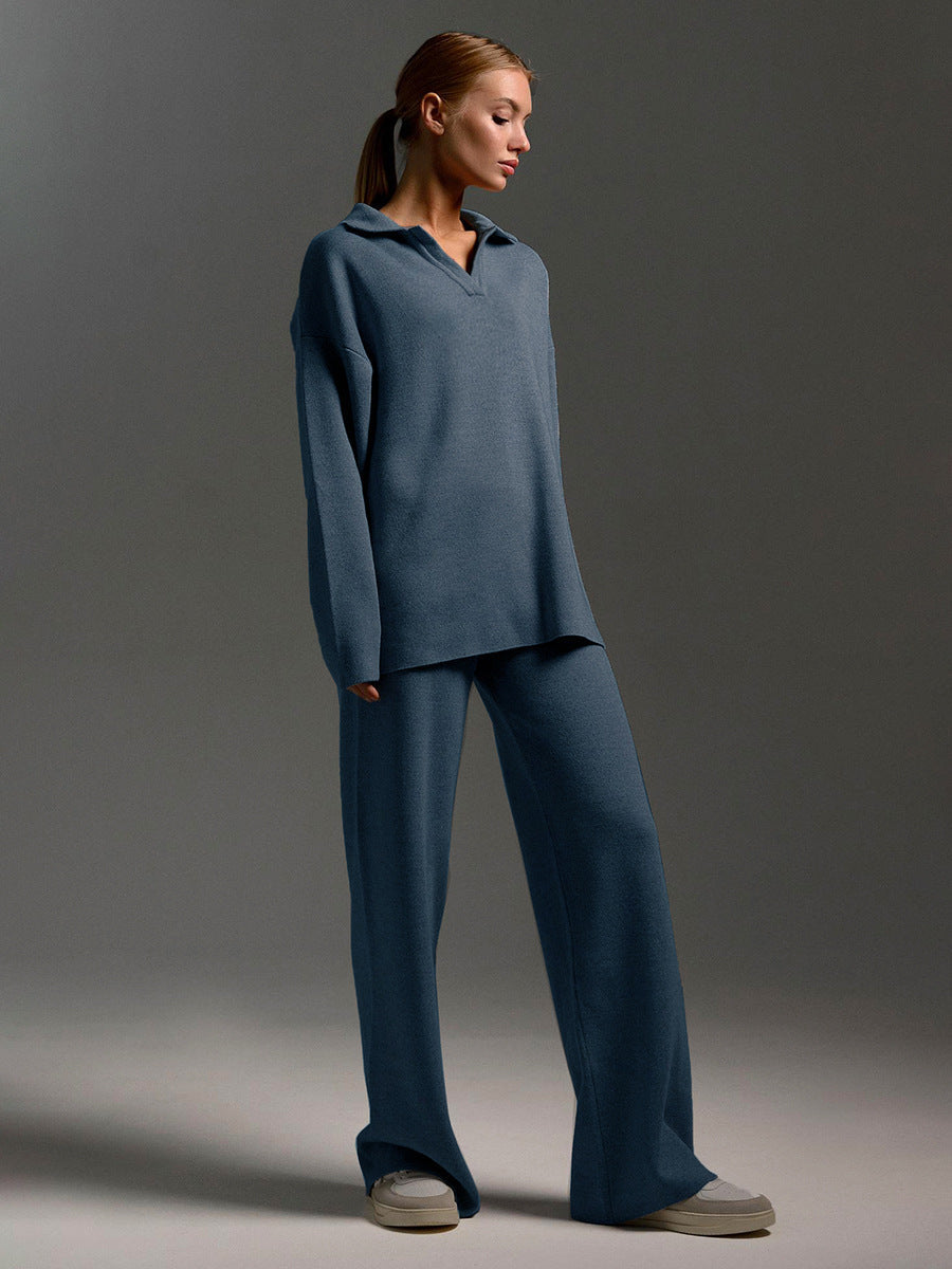 ADELORA | Long-Sleeve Polo Shirt and Pants Set