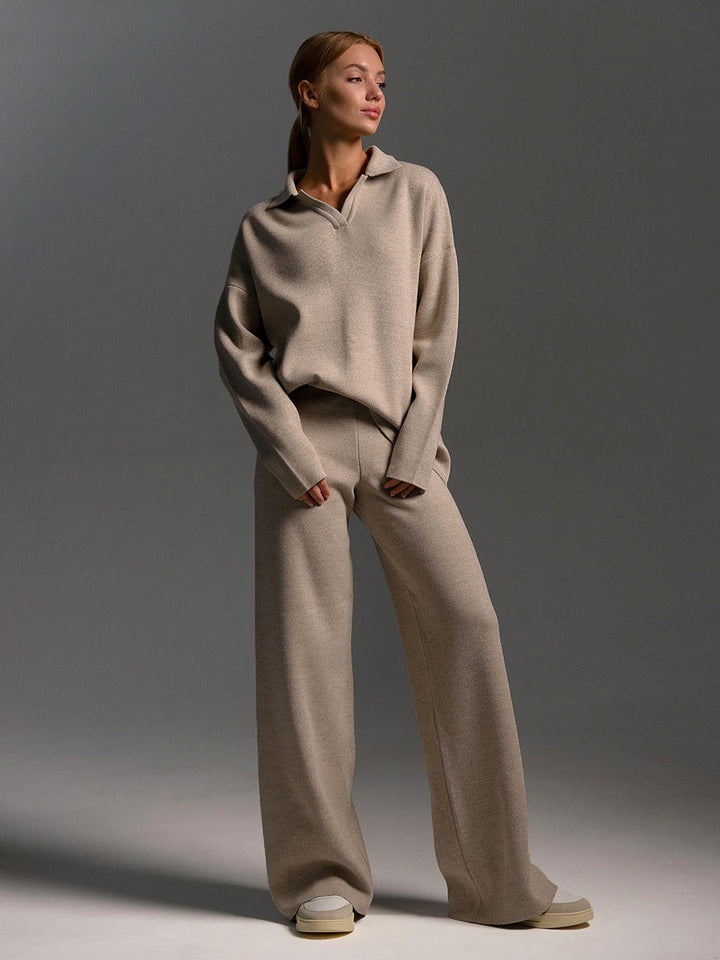 ADELORA | Long-Sleeve Polo Shirt and Pants Set