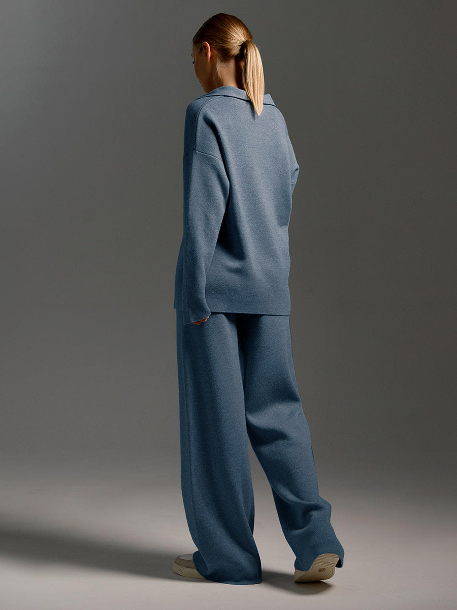 ADELORA | Long-Sleeve Polo Shirt and Pants Set