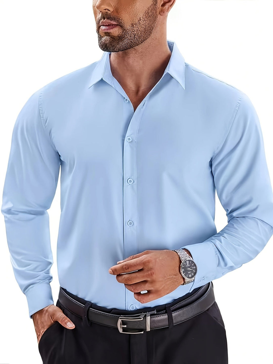 FLEXON | Formal Men's Shirt with Notch Collar