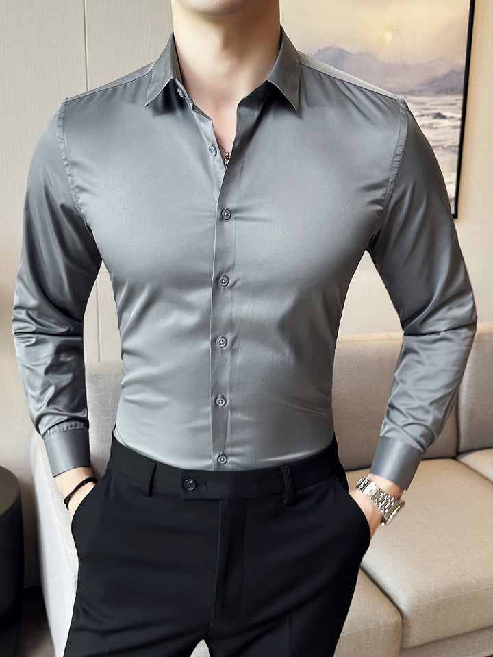 LENRIX | Classic Solid Long-Sleeve Shirt