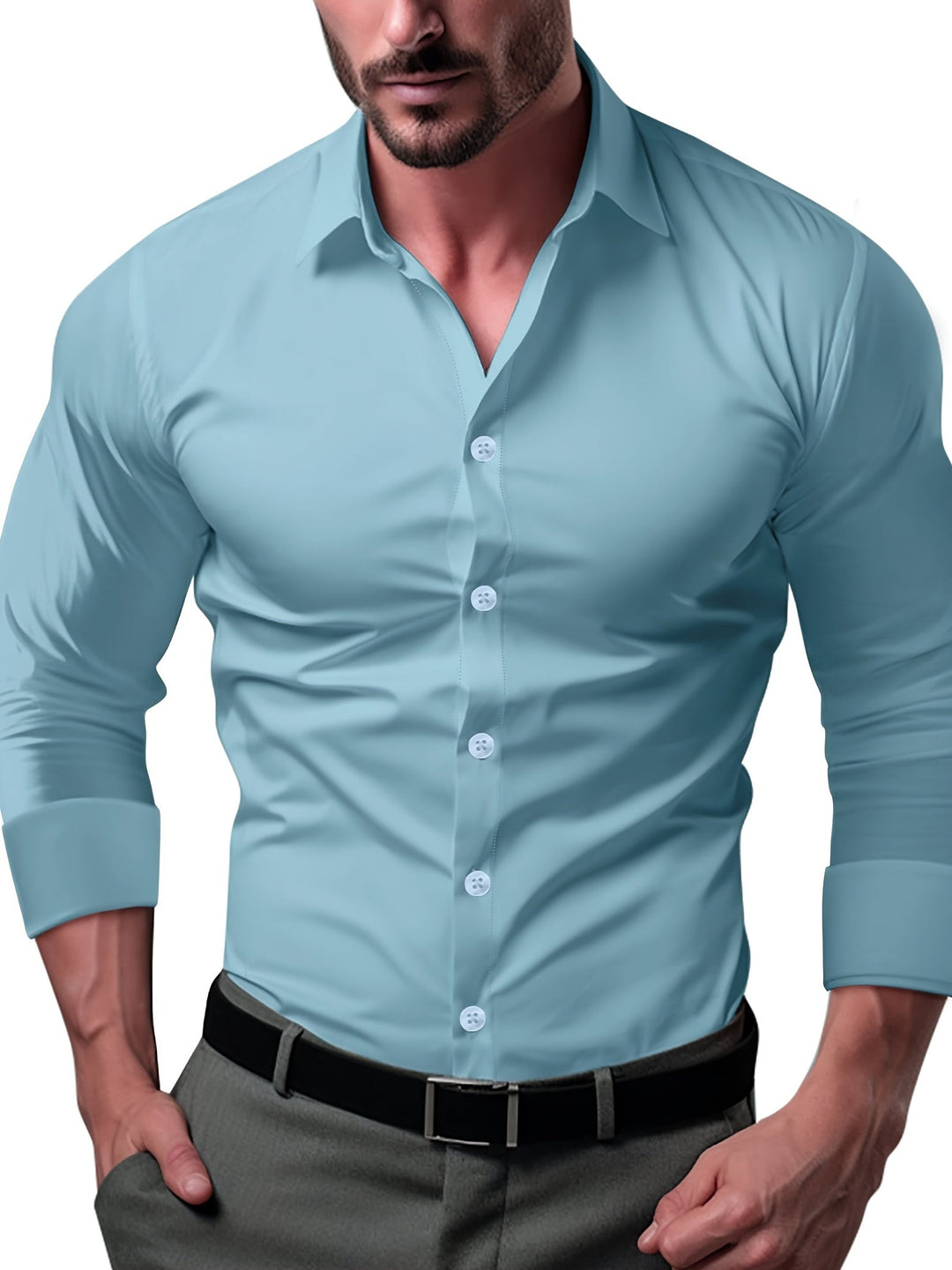 MELRIC | Men's Slim-Fit Shirt in Solid Color