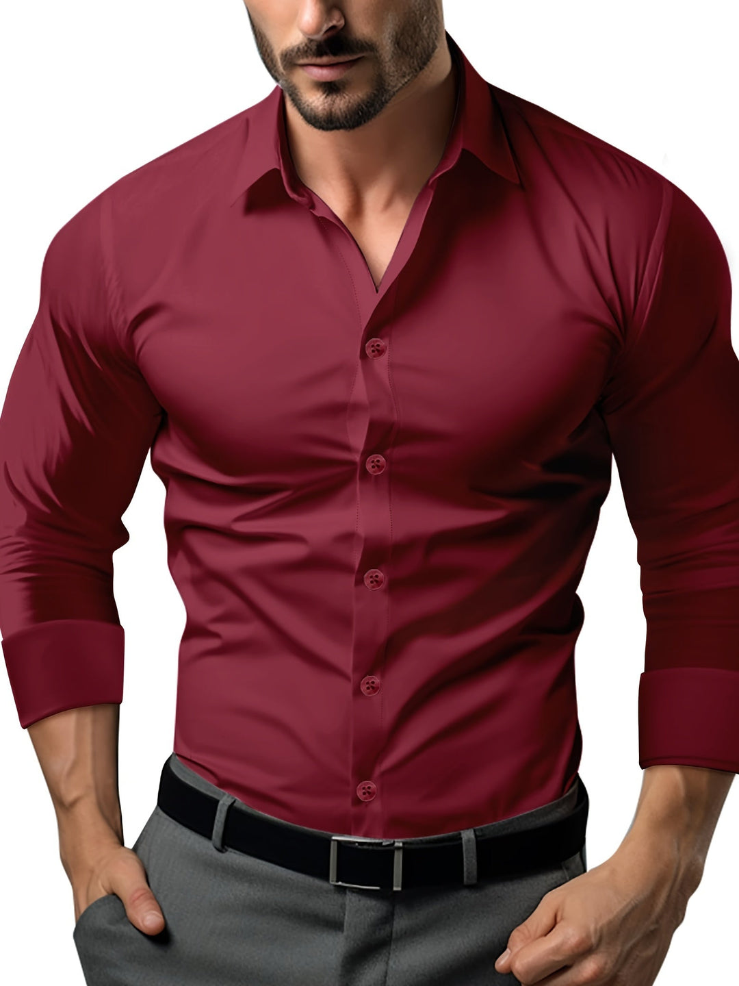 MELRIC | Men's Slim-Fit Shirt in Solid Color