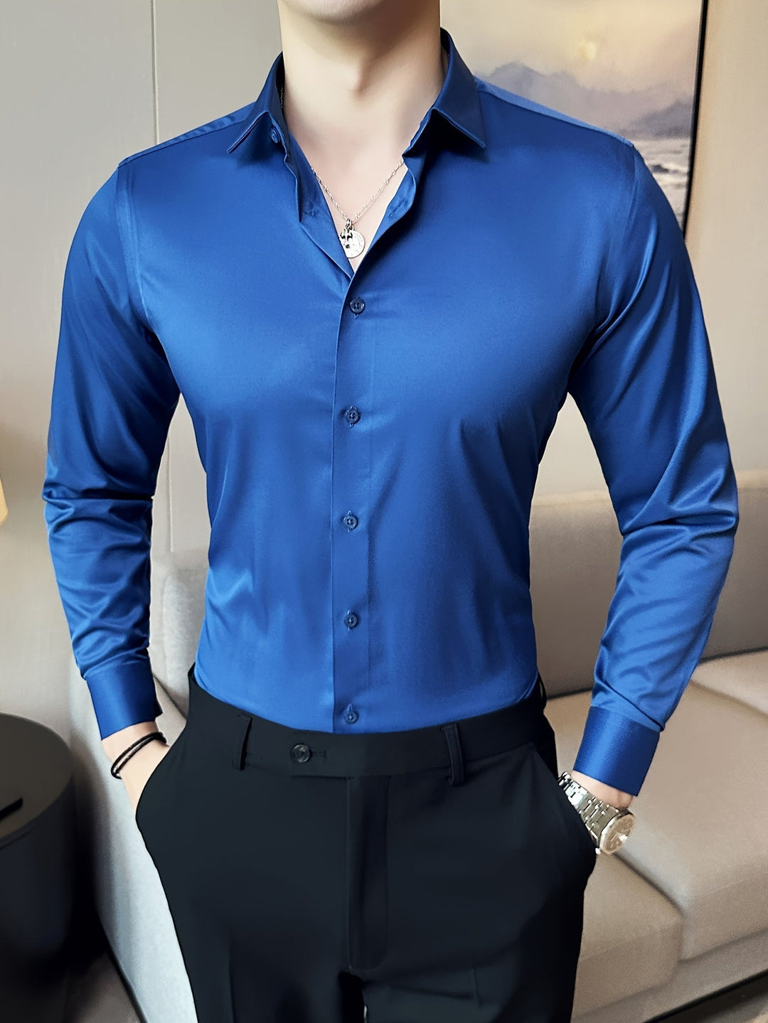 LENRIX | Classic Solid Long-Sleeve Shirt