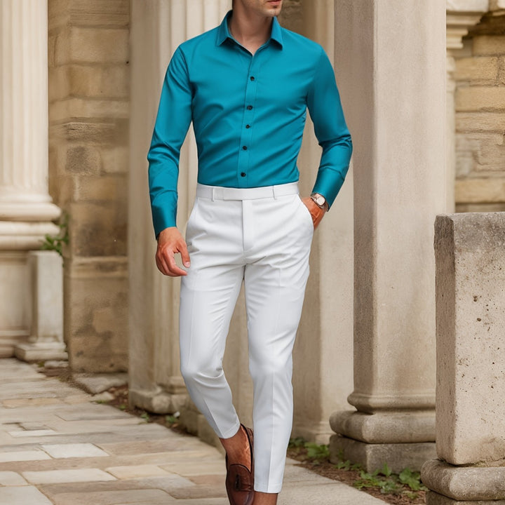 EMBRE | Slim-Fit Stretch Shirt in Solid Color