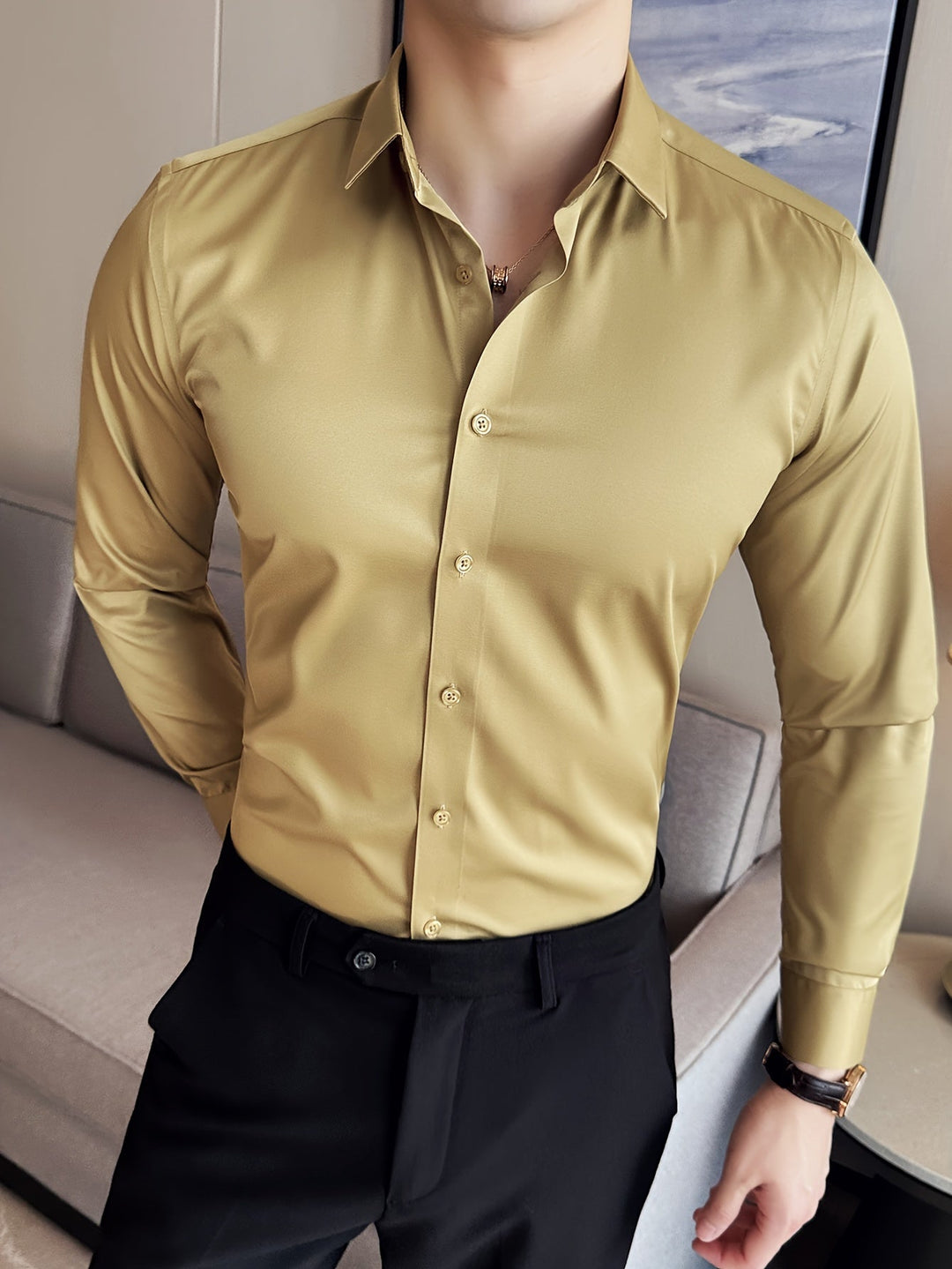 LENRIX | Classic Solid Long-Sleeve Shirt