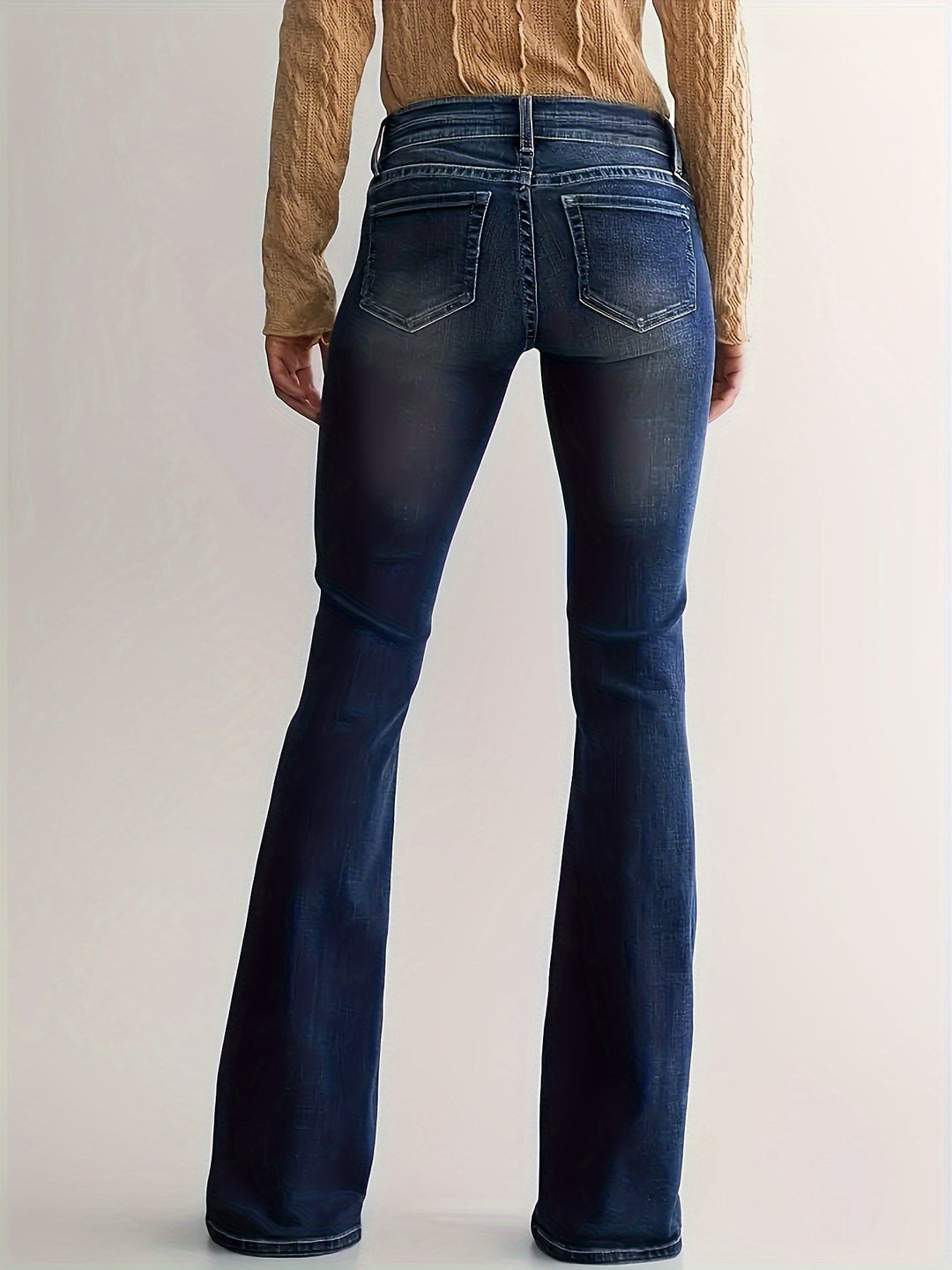 SOVINA | Casual Flared Denim Pants with Double Button Closure