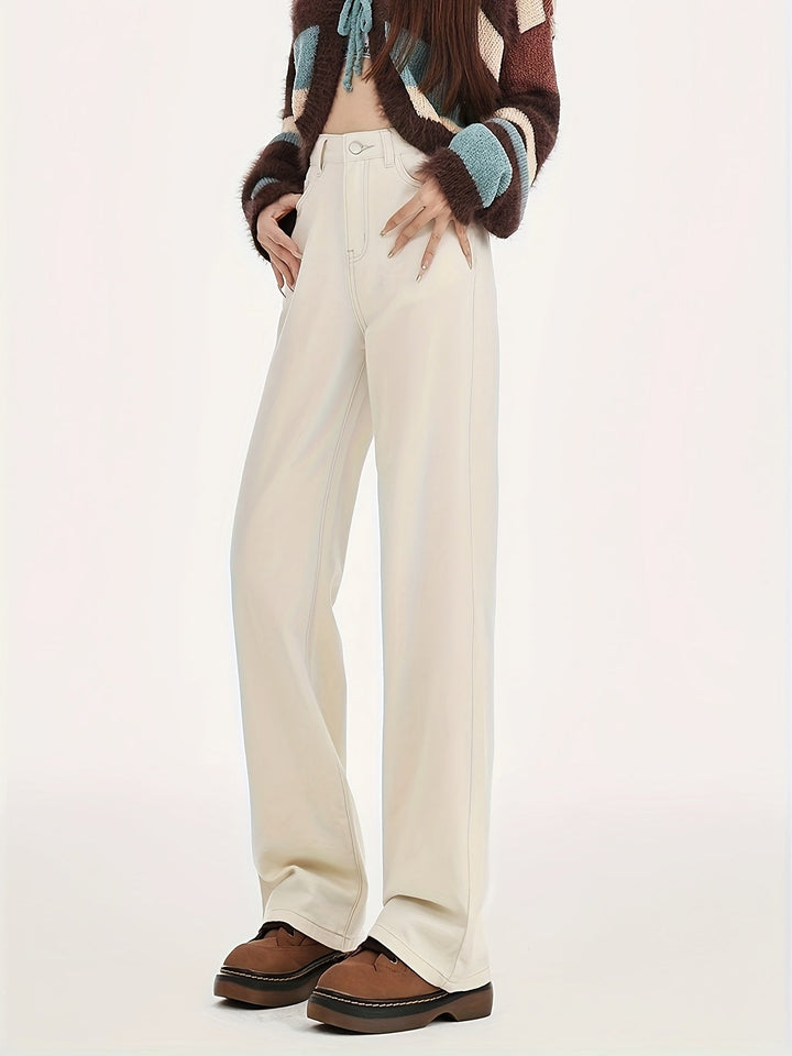 LOTIVA | Elegant High-Waist Ivory Wide-Leg Jeans