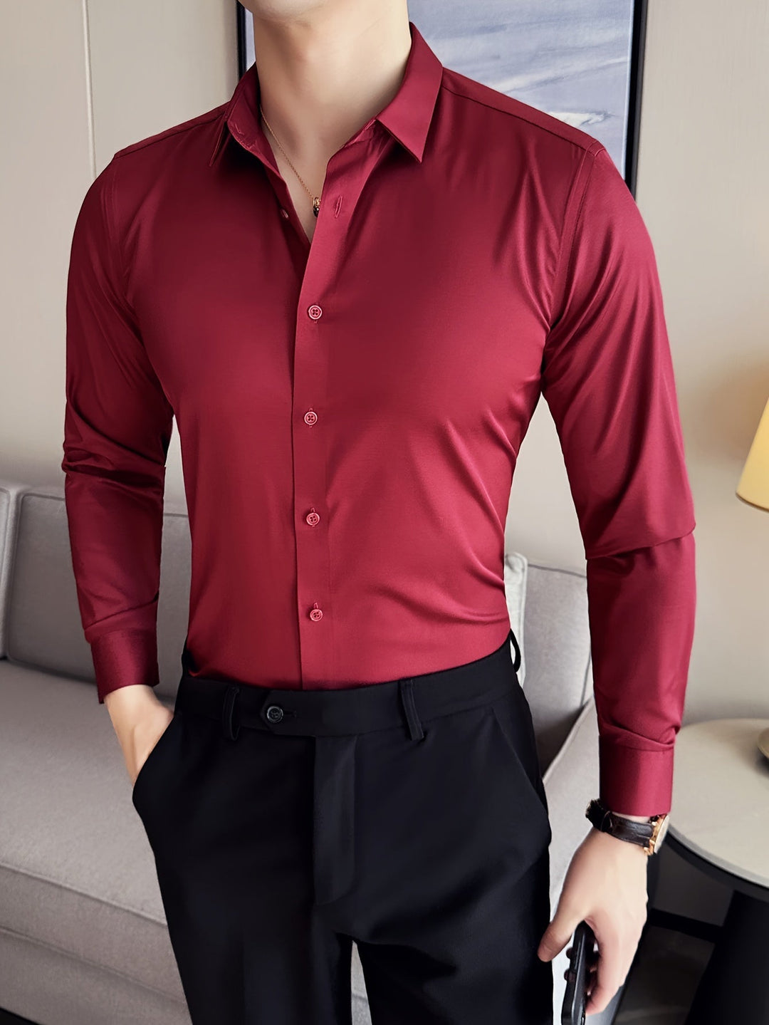 LENRIX | Classic Solid Long-Sleeve Shirt