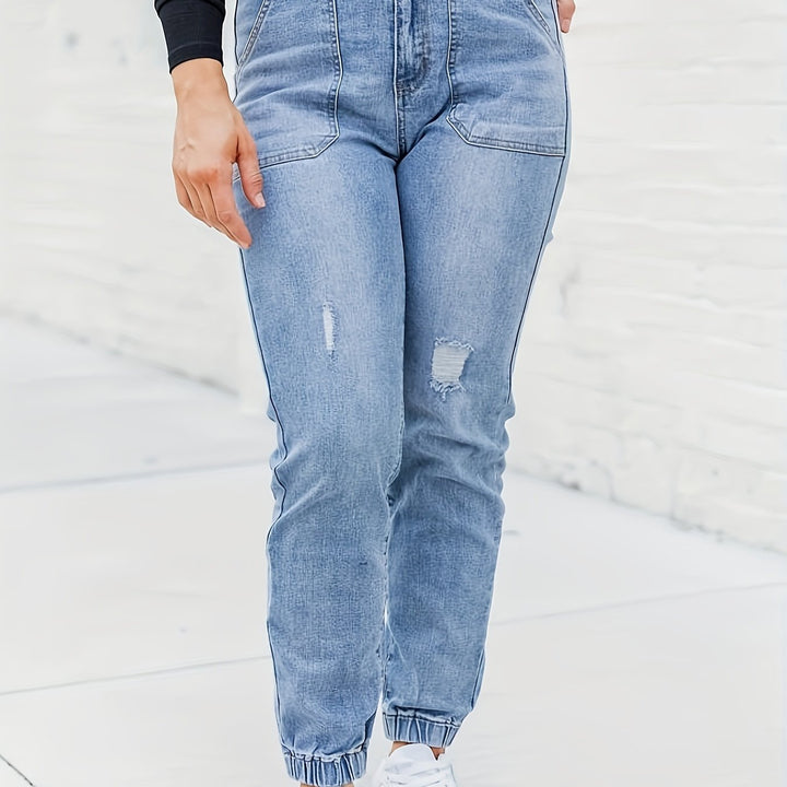 SOVIANA | Casual Women's Jeans in Washed Blue with Large Pockets