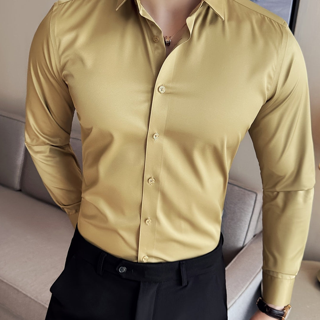 LENRIX | Classic Solid Long-Sleeve Shirt