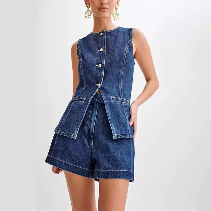 AURELLE | Vintage Denim Summer Suit Set