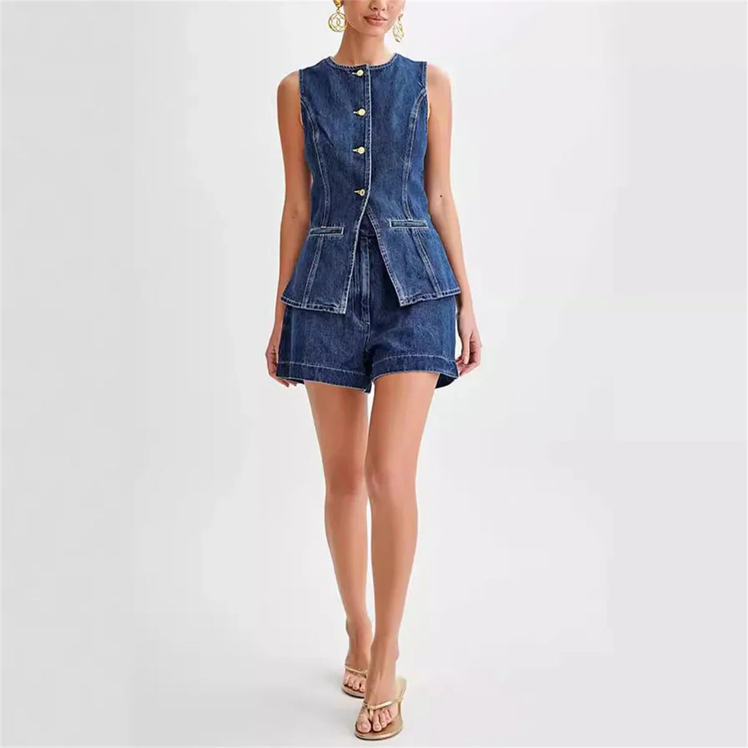 AURELLE | Vintage Denim Summer Suit Set