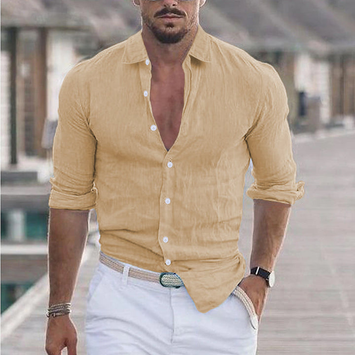 ARVEN | Stylish Linen-Look Shirt with Mao Collar